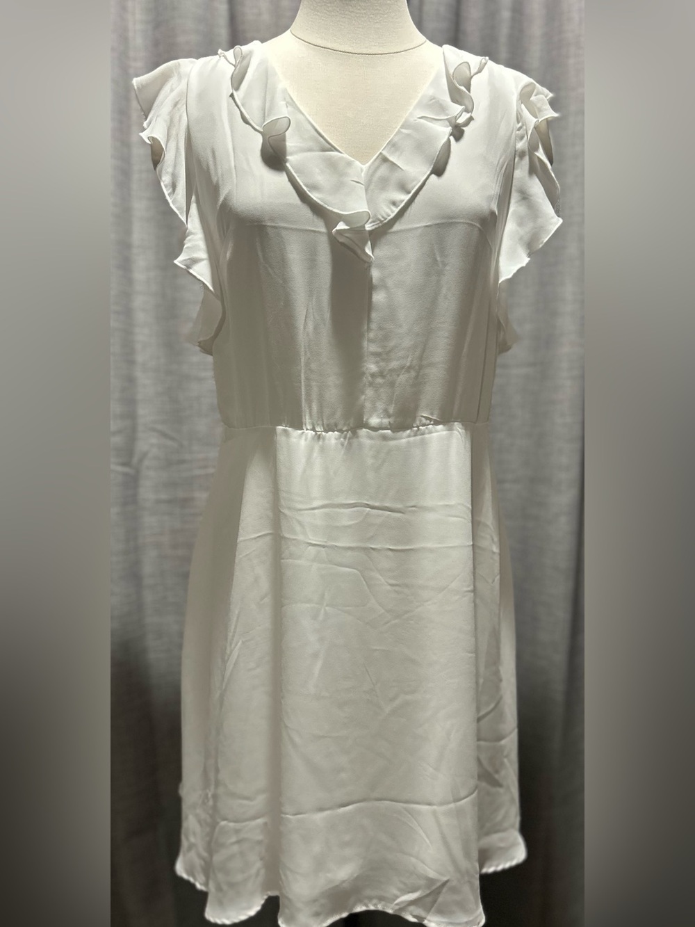 Premise White Ruffle-Sleeve Midi Dress